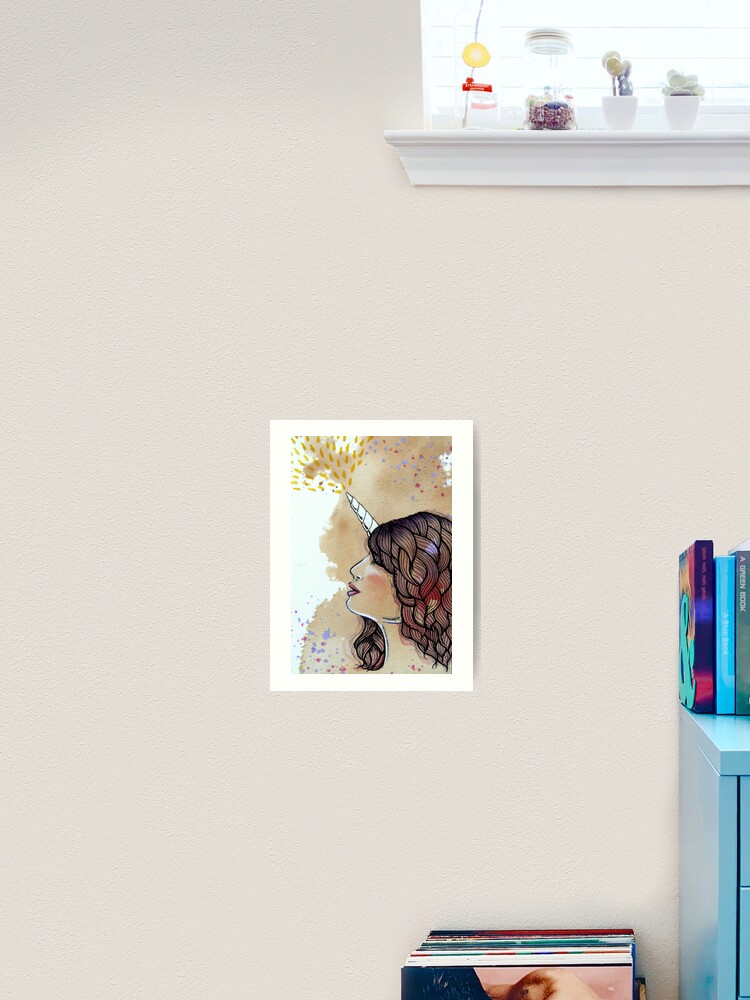 Thumbnail 2 of 3, Art Print, Unicorn Girl designed and sold by stephallison.