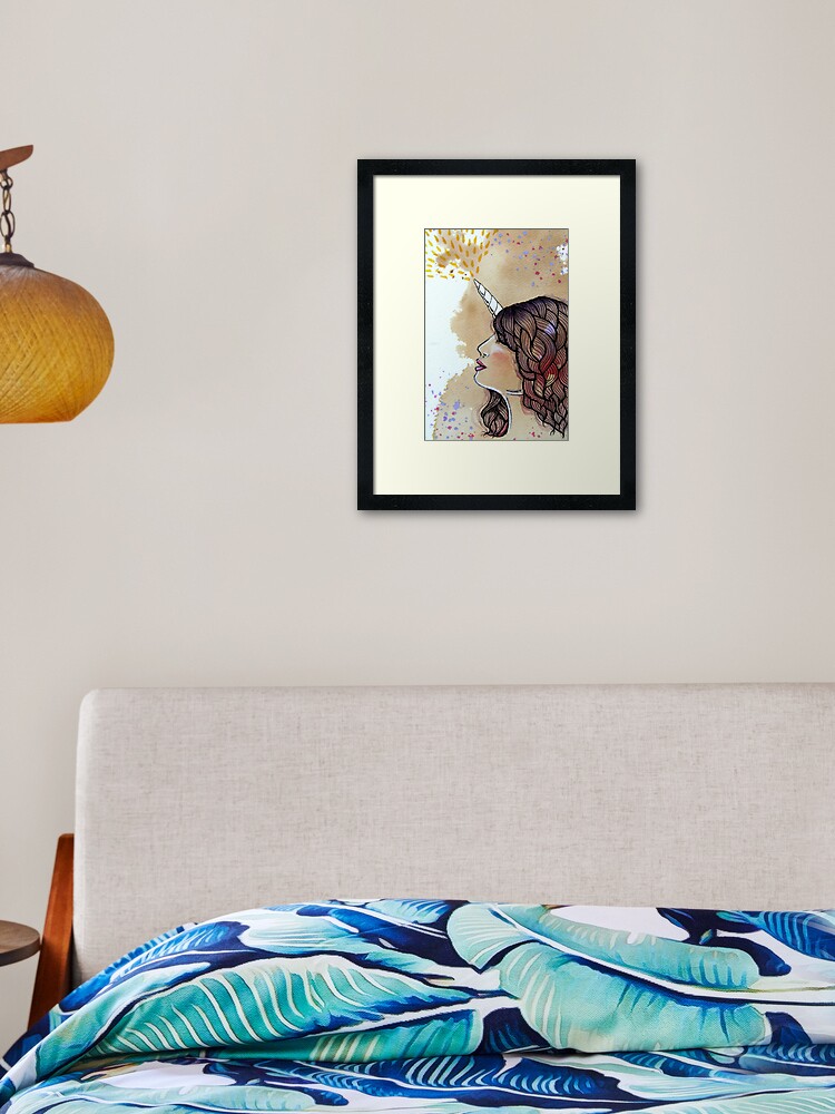 Thumbnail 2 of 7, Framed Art Print, Unicorn Girl designed and sold by stephallison.