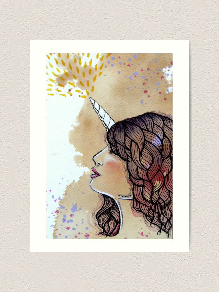 Thumbnail 1 of 3, Art Print, Unicorn Girl designed and sold by stephallison.