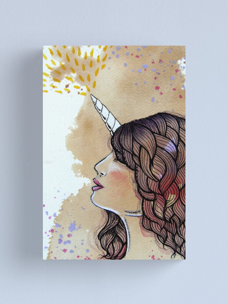 Thumbnail 1 of 3, Canvas Print, Unicorn Girl designed and sold by stephallison.