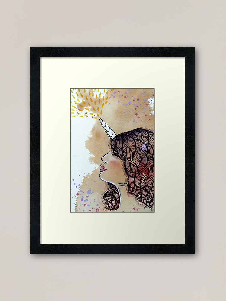 Thumbnail 1 of 7, Framed Art Print, Unicorn Girl designed and sold by stephallison.