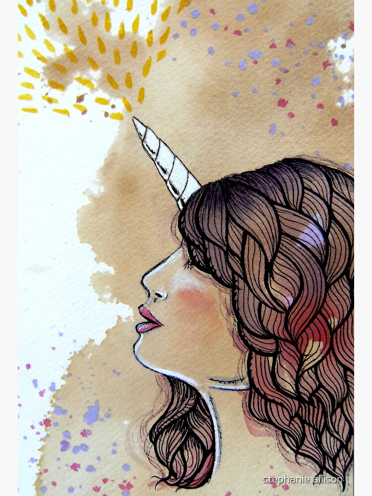 Thumbnail 3 of 3, Art Print, Unicorn Girl designed and sold by stephallison.