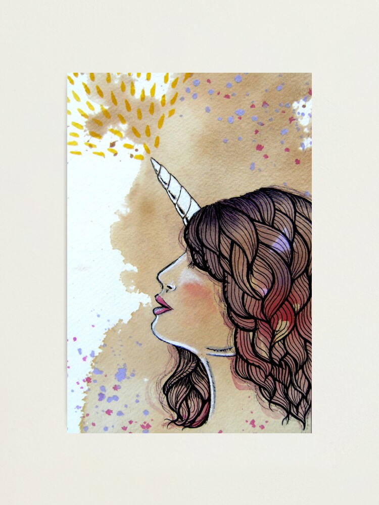 Thumbnail 1 of 3, Photographic Print, Unicorn Girl designed and sold by stephallison.