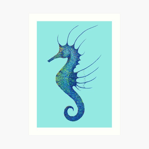 Aqua Seahorse Art Print