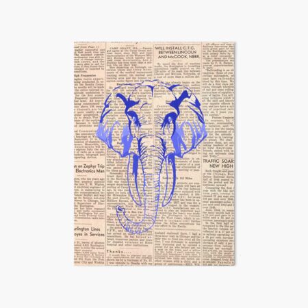 Blue elephant news Art Board Print