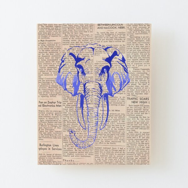 Blue elephant news Wood Mounted Print