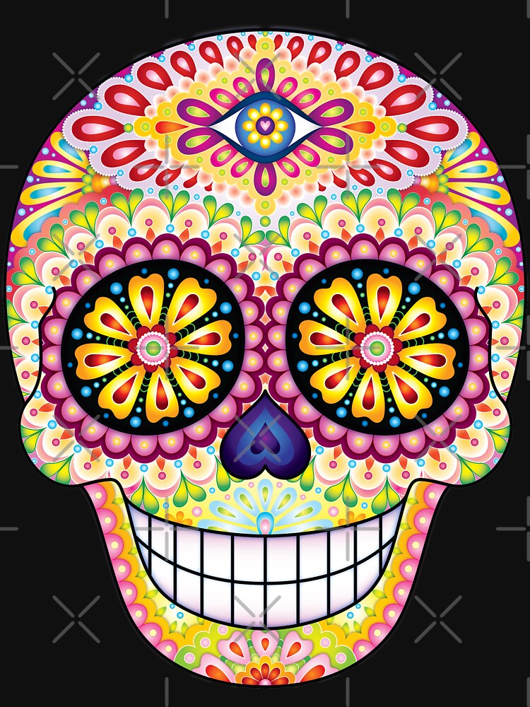 Colorful Sugar Skull Psychedelic Day Of The Dead Skull Art By Thaneeya Mcardle T Shirt By 