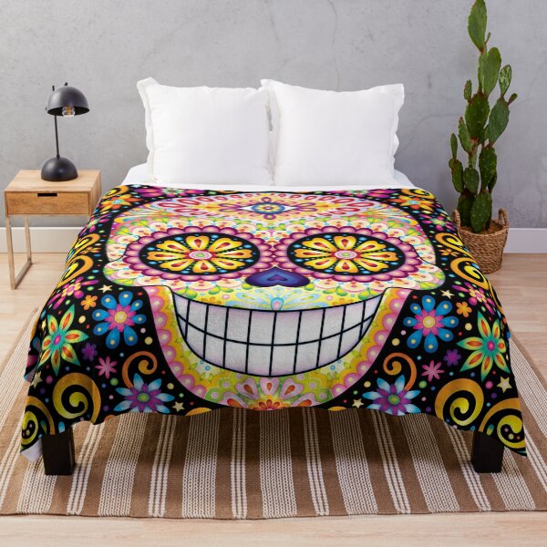 Item preview, Colorful Sugar Skull - Psychedelic Day of the Dead Skull Art by Thaneeya McArdle designed and sold by Thaneeya McArdle.
