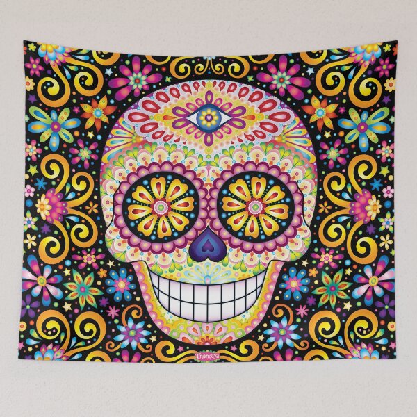 Item preview, Colorful Sugar Skull - Psychedelic Day of the Dead Skull Art by Thaneeya McArdle designed and sold by Thaneeya McArdle.