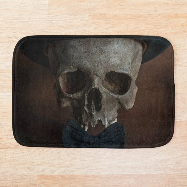 Still life with skull and top hat Bath Mat