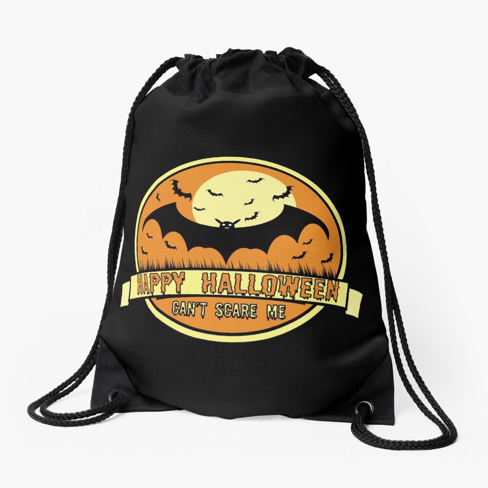 Can't Scare Me October Moonlit Spooky Vampire Bat. Drawstring Bag