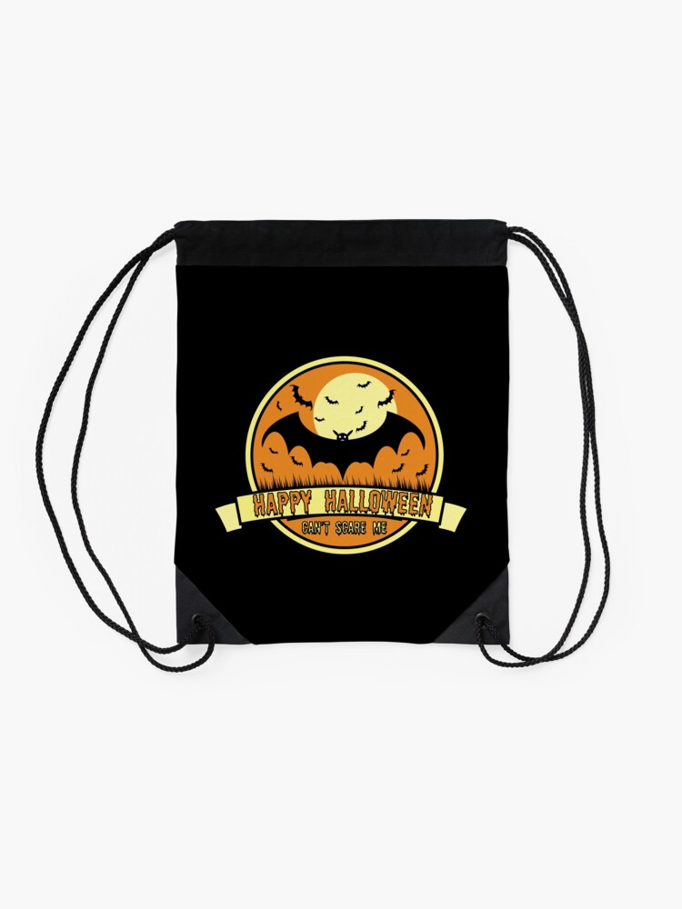 Alternate view of Can't Scare Me October Moonlit Spooky Vampire Bat. Drawstring Bag