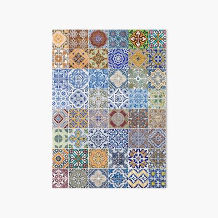 Set of 48 ceramic tiles patterns Art Board Print