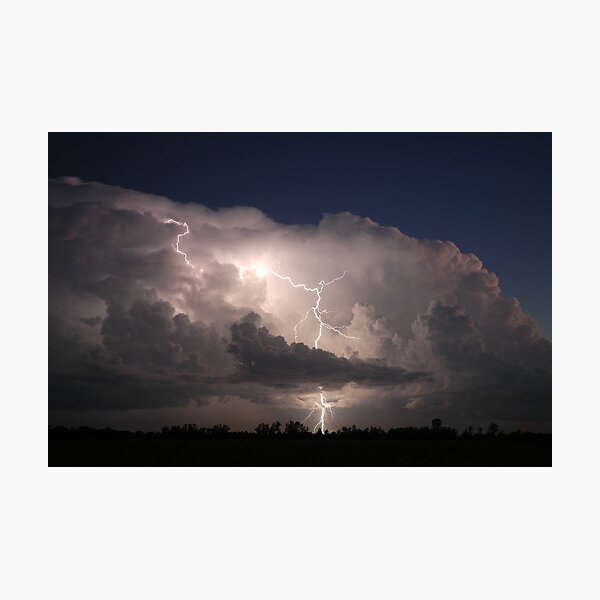Thunderstorm with Twilight Lightning Photographic Print