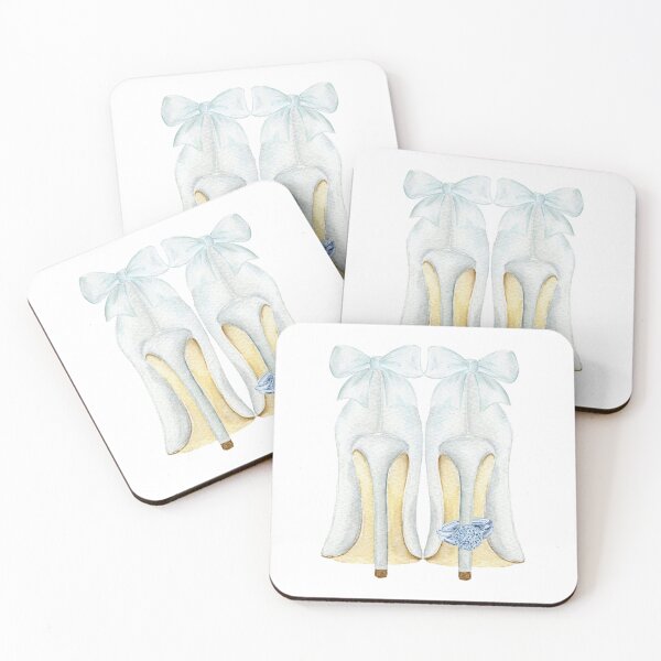 Item preview, Watercolour white wedding shoes with bows and engagement ring designed and sold by cornercroft.