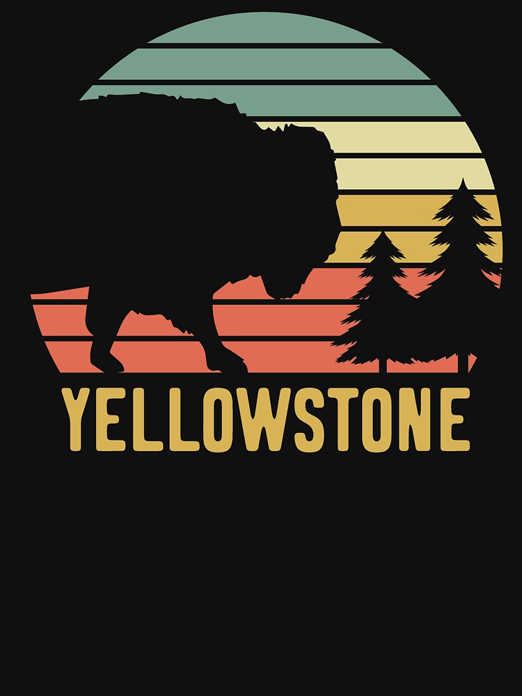 Discover Parc National De Yellowstone Bison Vintage Buffalo Retro T-Shirt