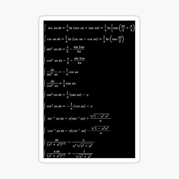 Some #Indefinite #Integrals #Math Mathematics #Calculus Integral sin cos tan Sticker