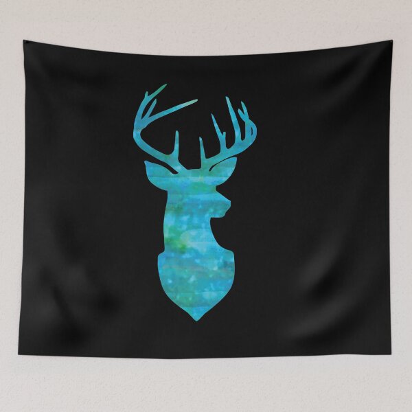 Item preview, Deer Silhouette in Blue and Turquoise Watercolors designed and sold by Candice Davis.