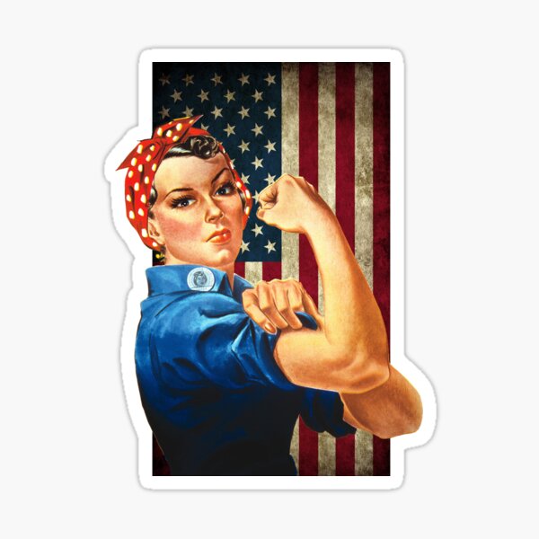 Rosie the Riveter American Flag Sticker