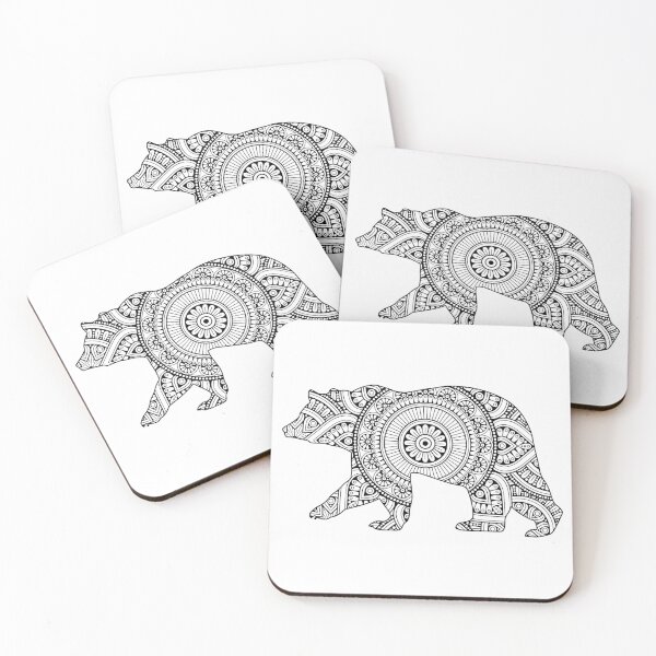 Item preview, Bear Mandala Pattern - Black and White -  designed and sold by randrgiftshop.