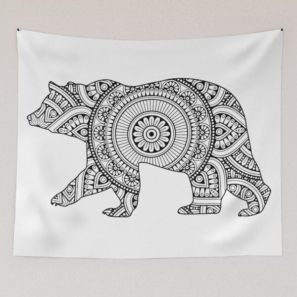Item preview, Bear Mandala Pattern - Black and White -  designed and sold by randrgiftshop.