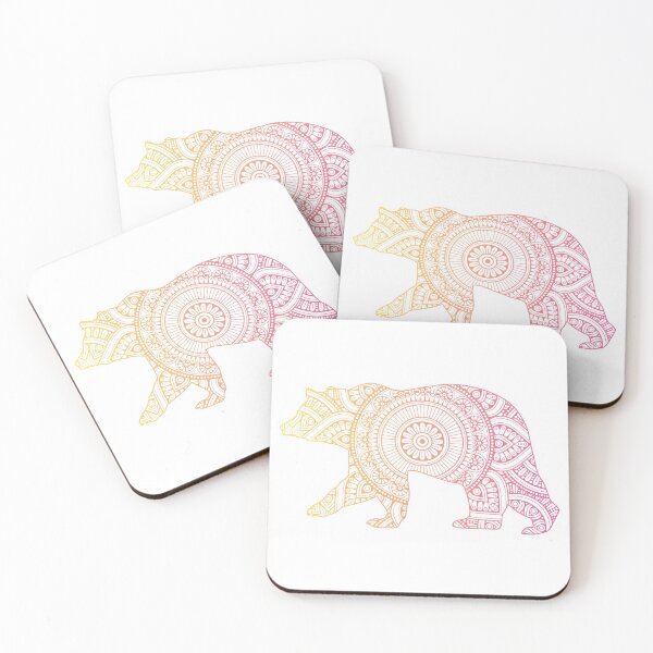Item preview, Bear Mandala Pattern - Yellow and Pink Gradient -  designed and sold by randrgiftshop.