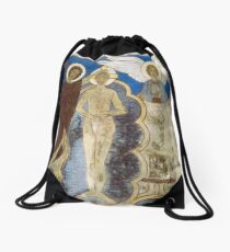 Baptism Jesus Reconstructed Wall painting Church Jelling Denmark 19840625 0024 Drawstring Bag