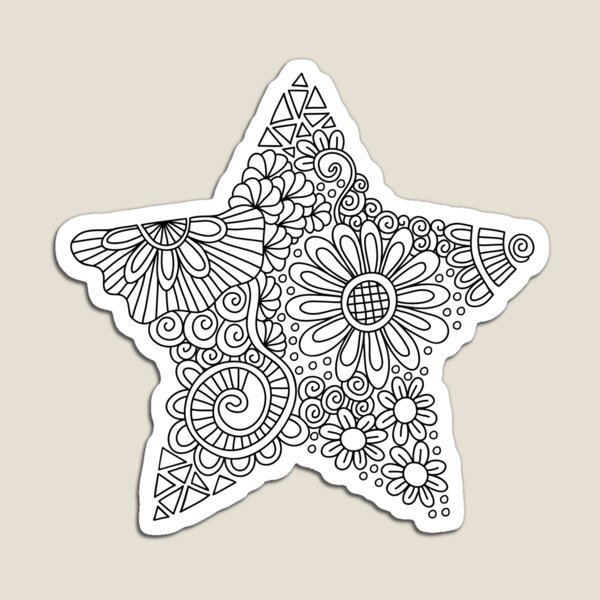 White Star Doodle Magnet