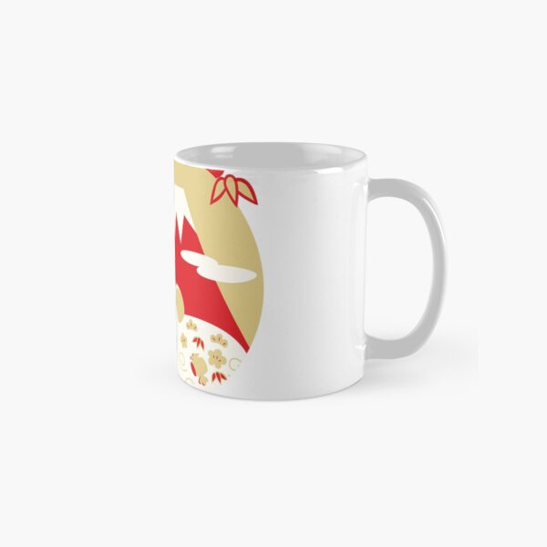It is an illustration of a mouse, Mt. Fuji, pine, bamboo, and plum. Classic Mug