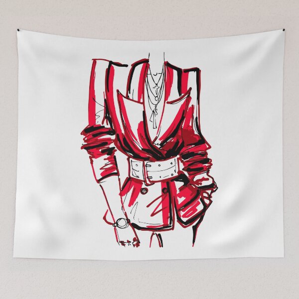 Item preview, fashion art of a girl in a red jacket and white belt designed and sold by ArctiumStudio.