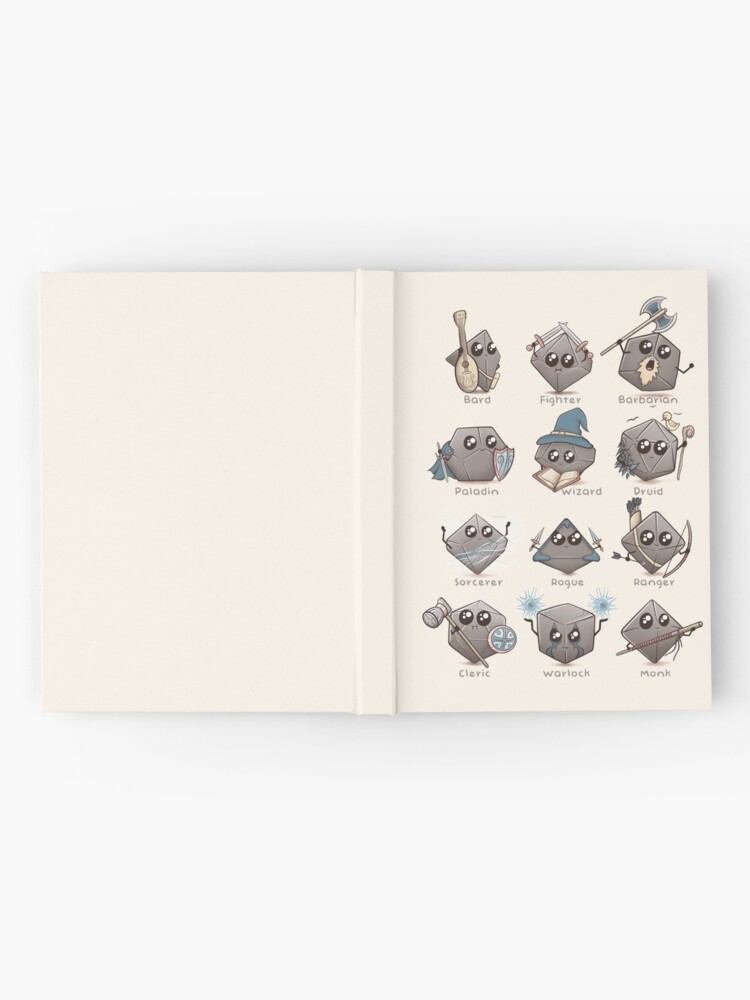 Kawaii DnD Classes - DnD Dungeons & Dragons D&D Hardcover Journal for Sale  by Glassstaff