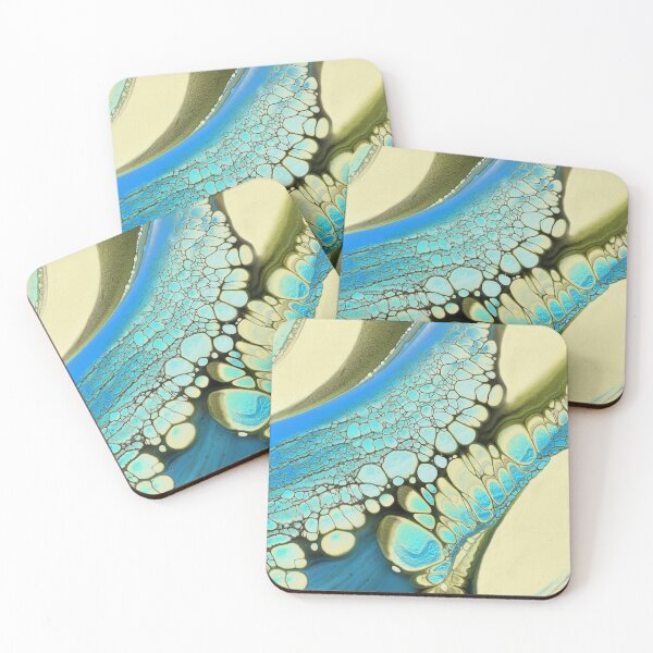 Item preview, Gold Aqua and Olive Cells Fluid Art  designed and sold by GingerEccentric.