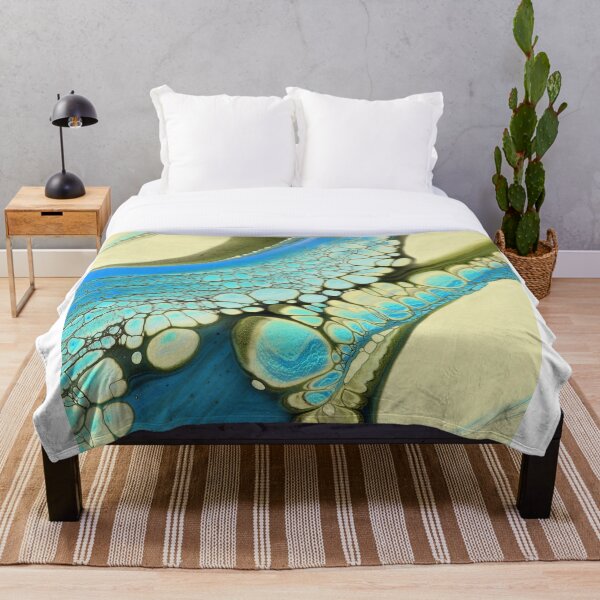 Item preview, Gold Aqua and Olive Cells Fluid Art  designed and sold by GingerEccentric.