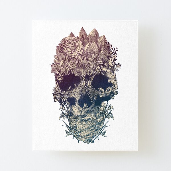 Skull Floral Canvas Mounted Print