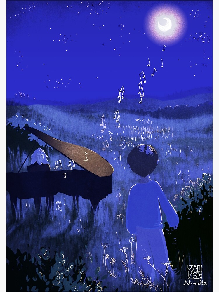 Piano Au Clair De Lune Moonlight Piano Greeting Card By Art Mella Redbubble