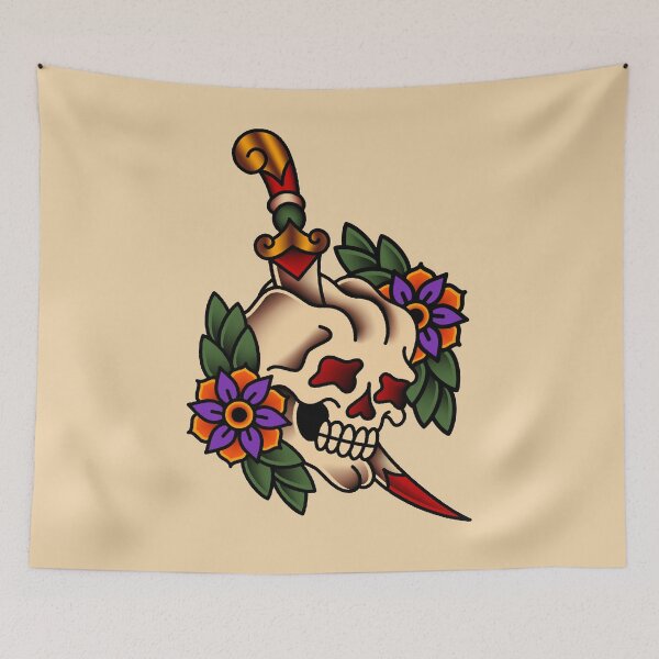 Item preview, Salty-Dog American Traditional Skull and Dagger designed and sold by salty-dog.