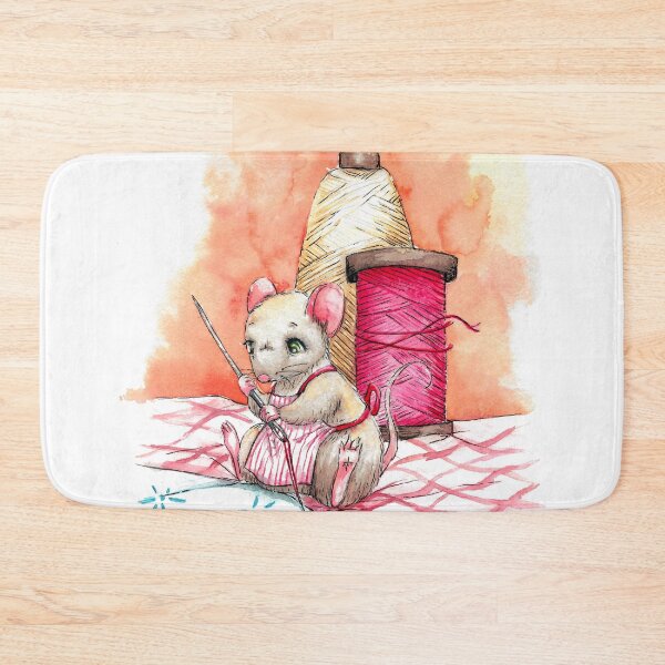 Item preview, Little sewing mouse with vintage fabrics designed and sold by Citas-Paintbox.