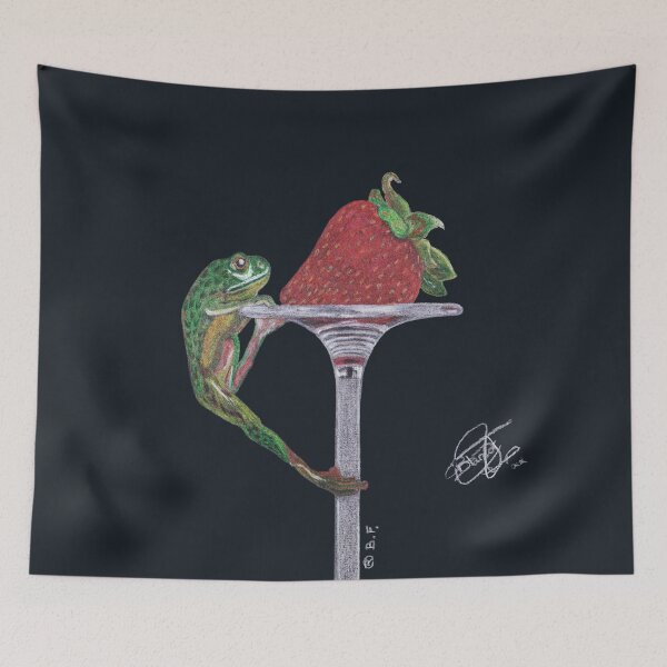 Item preview,  Frog catching a strawberry.  designed and sold by BeritValk.