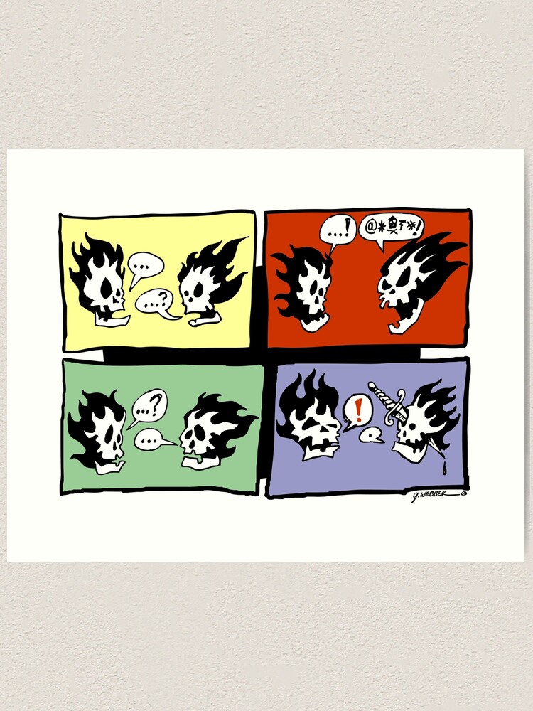 Alternate view of FLAMING SKULLS Art Print