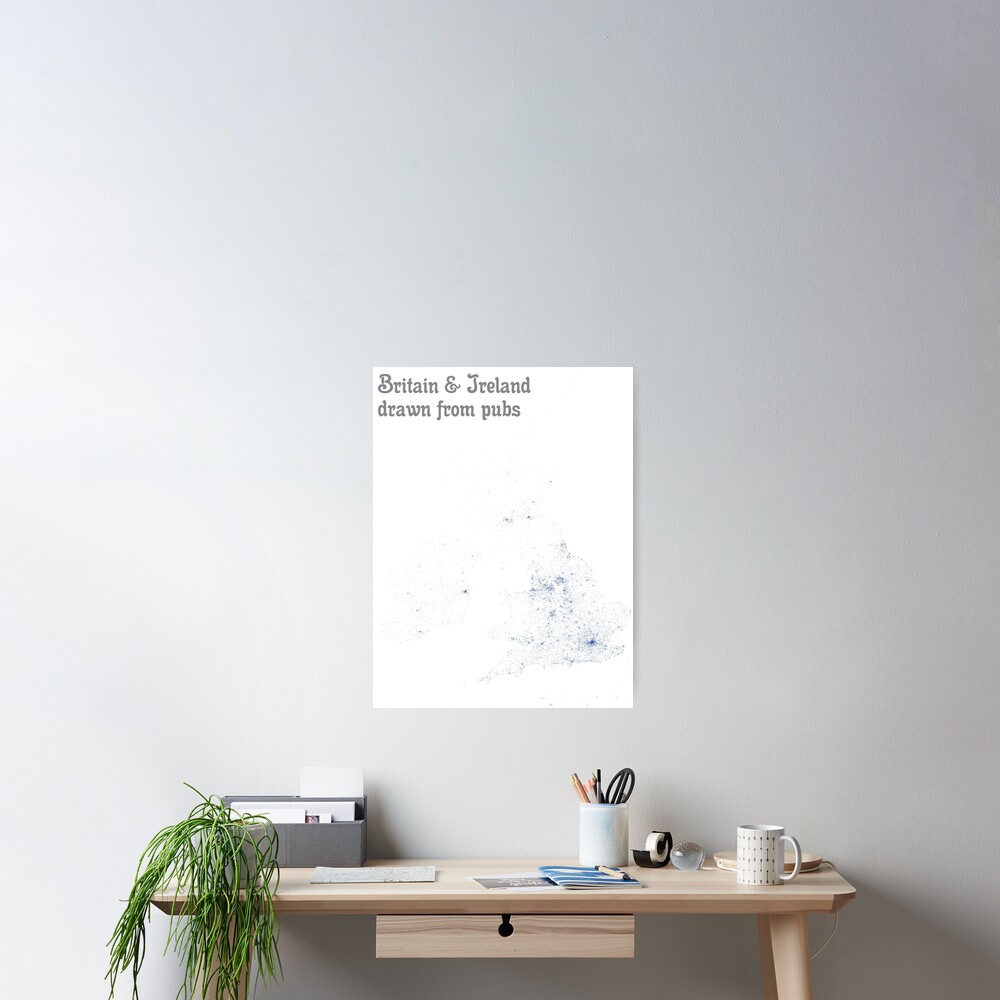 Britain & Ireland drawn from pubs - Map Print Poster