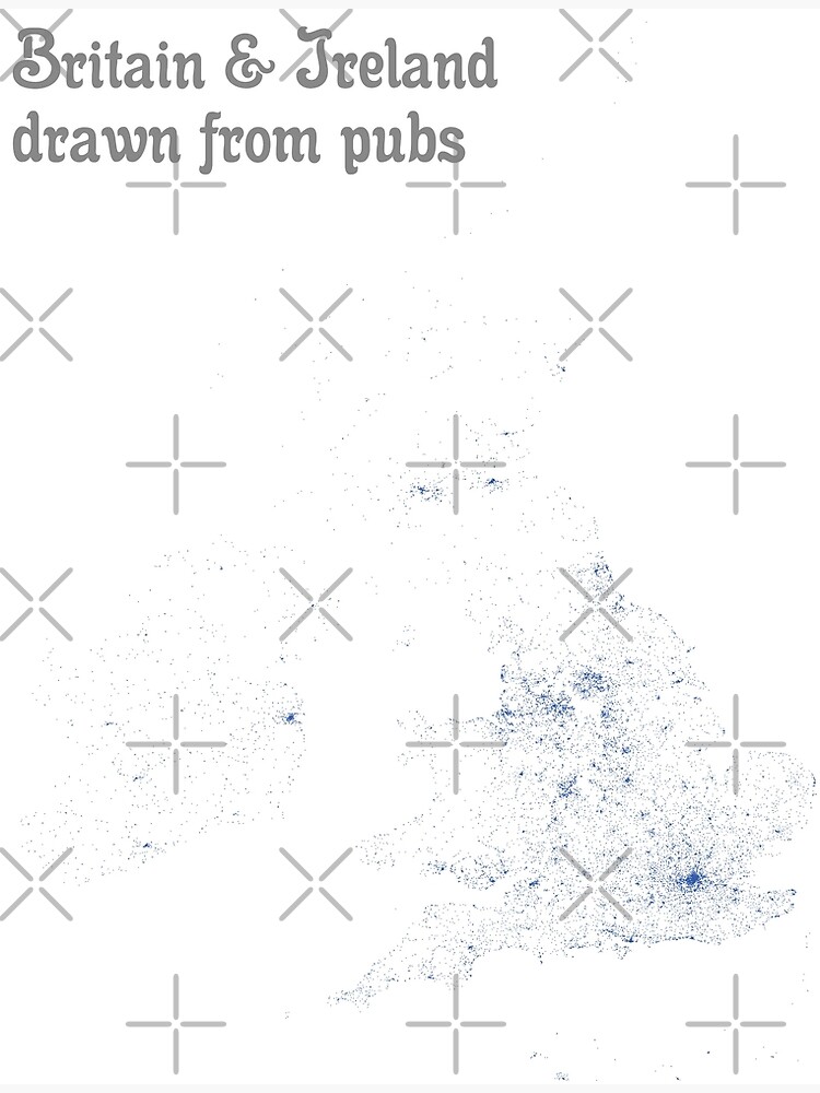 Britain & Ireland drawn from pubs - Map Print by ramiro