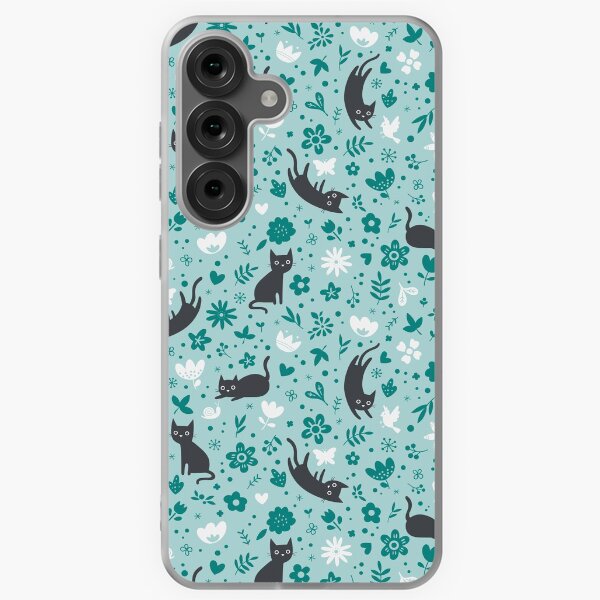 Item preview, Cats frolicking in the garden (turquoise) designed and sold by movezerb.