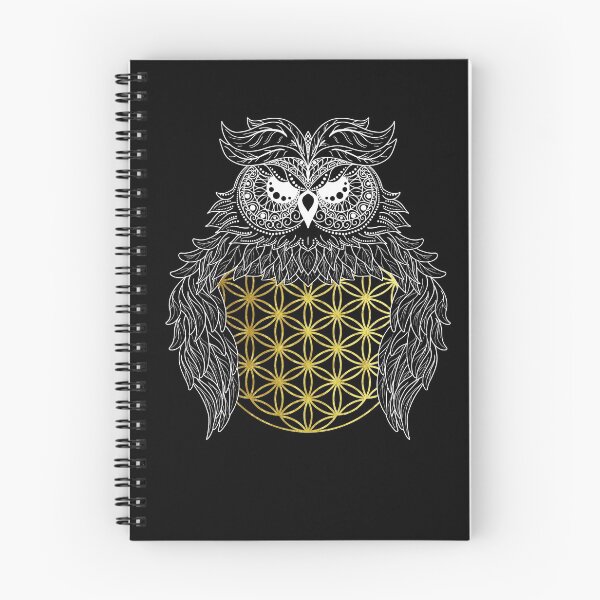 Item preview, Owl mandala with golden flower of life tattoo designed and sold by LuminOrb.