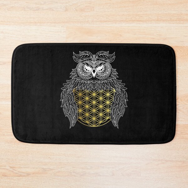 Item preview, Owl mandala with golden flower of life tattoo designed and sold by LuminOrb.
