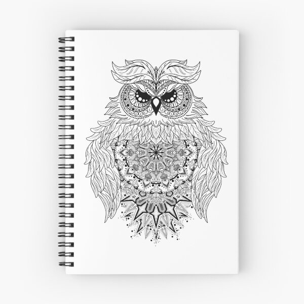 Item preview, Geometric owl with feathers and mandala designed and sold by LuminOrb.