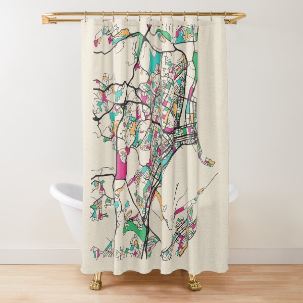 "Durban, South Africa Street Map" Shower Curtain for Sale by geekmywall
