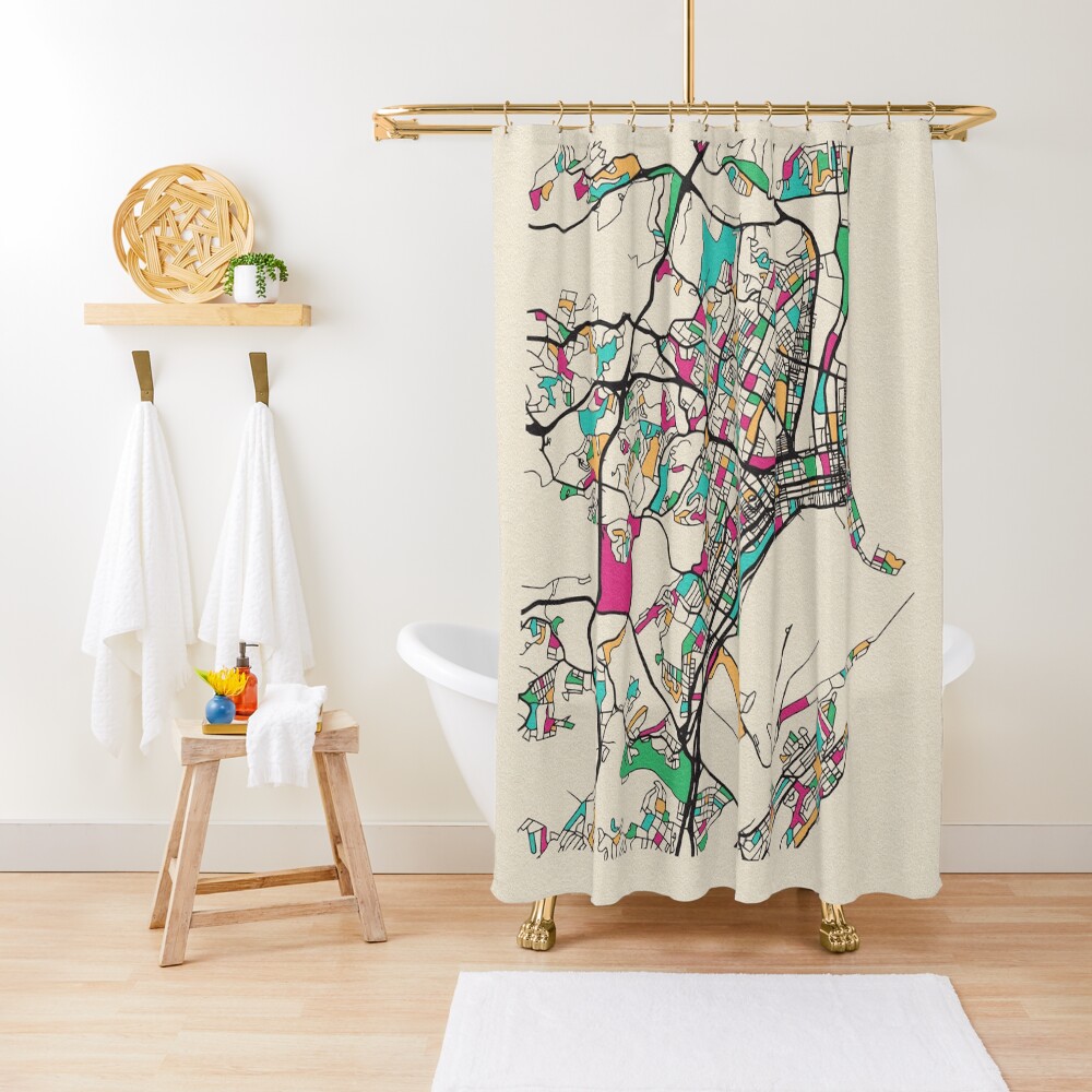"Durban, South Africa Street Map" Shower Curtain for Sale by geekmywall