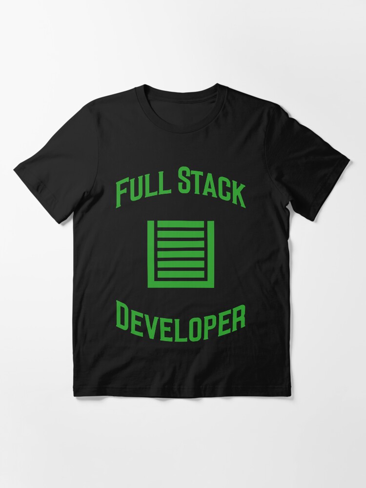 Alternate view of Full Stack Developer - Design for Web Developers Green Font Essential T-Shirt