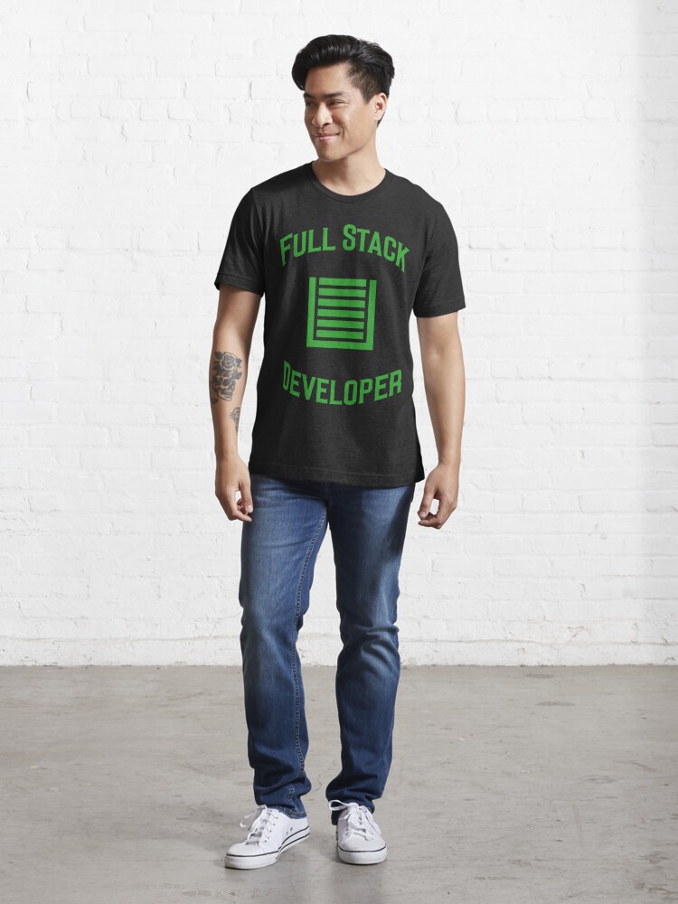 Alternate view of Full Stack Developer - Design for Web Developers Green Font Essential T-Shirt