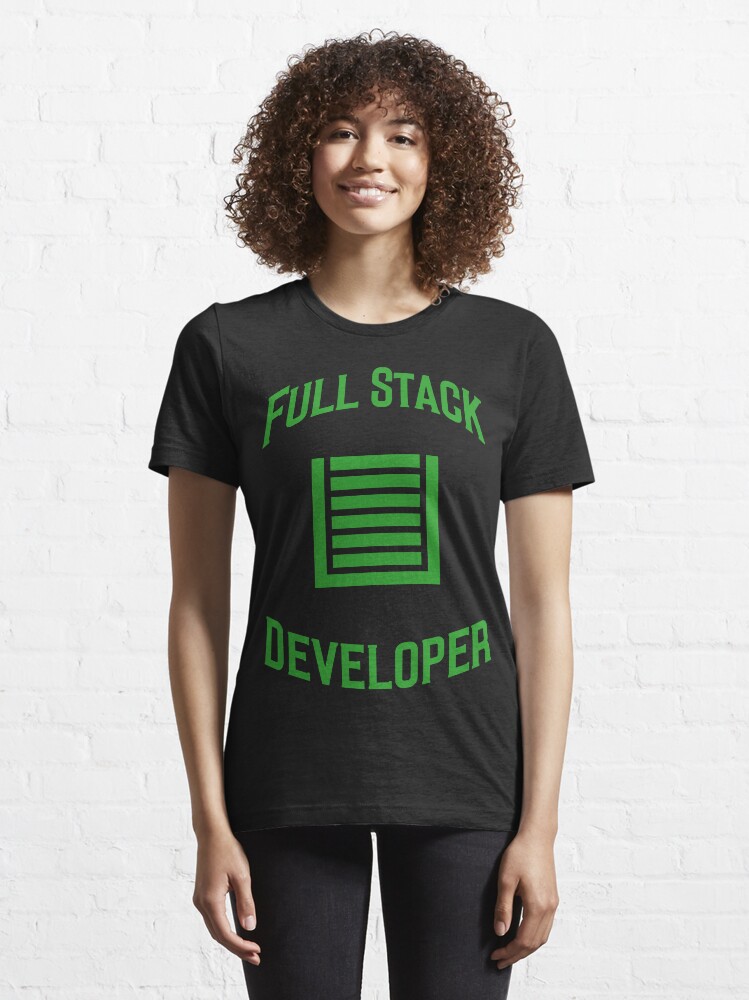 Alternate view of Full Stack Developer - Design for Web Developers Green Font Essential T-Shirt